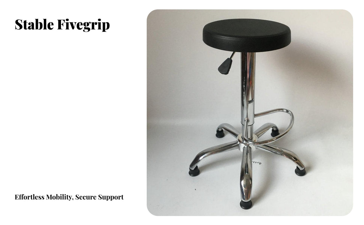 Adjustable Height Anti-Static Workstation Stool Easy to Clean Commercial Furniture 360-Degree Swivel Rolling Chair Stable Base for Factory Workers, Professionals, Workstation Oratory, Cleanroom, Workshop, Hospital