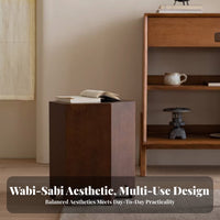 Rustic Simplicity Design Hexagonal Wood piece Geometric Shape side Table Multi-Functional Low Stool artisanal Look for Interior Designers, Homeowners, Apartment Dwellers, Living Room, Bedroom, Entryway, Reception Area