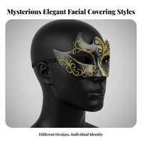 Mysterious Look men's Halffacial covering Stylish Design Costume Accessory Adjustable Fit universal size for Party-Goers, Cospelements, costume masquerade events, Nightclubs, Cosplay happening, Themed happenings