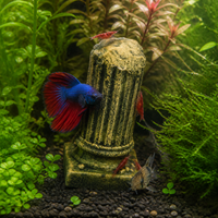 Aquarium Roman Column Ruins Decoration Fish Tank Ornament Resin Craft for Fish and Shrimp Hideout