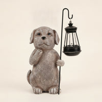 Standing Garden Figurine with Lantern Sculpted Outdoor Statue with Lantern Weathered Decor Decorative for Entryway