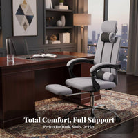 360-Degree Swivel Ergonomic Reclining Chair with Footrest High-Back Design Ergonomic Recliner with Footrest Support Office Furniture Adjustable Headrest for Students, Gamers, Telecommuting Workers, Dormitory, Gaming, Study Room, Bedroom
