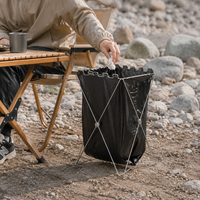 Foldable Trash Bag Holder 56x32cm Metal Sorting Slim Kitchen Camping Outdoor