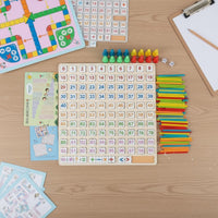 Cognitive Development Wooden Hundred Board Hand-Eye Coordination Child-Centered Number Game Double Sided Game Board for Kindergarteners, Preschoolers, Kids, Home School, Classroom