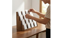 Polished Finished 4-Tier Wooden Card Display Stand Rectangular Base Tiered Card Display Rack Tabletop Multi-Purpose