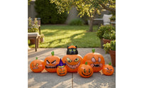 Outdoor Inflatable Pumpkin Row with Black Cat Giant Inflatable Pumpkin with Black Cat Fun Whimsical for Lawn