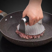 Stainless Steel Meat Press for Burger Patties with Beech Handle