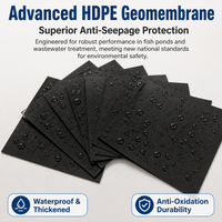 HDPE Pond Liner for Water Features, 0.2-2.0mm Thick Glossy Black Impermeable Liner, Heavy Duty Containment for Dams & Reservoirs