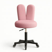 Long-Eared Stool Cute Chair with Wheels Small Chair with Backrest for Nail Technicians, Vanity Table, Beauty Salon