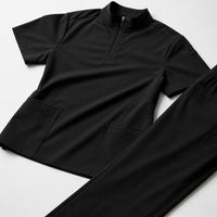 Unisex V-Neck Scrub Set with Short Sleeves and Straight Leg Pants