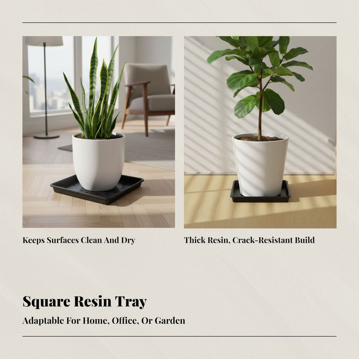 Square Plastic Flower Pot Base, Thickened Water Tray, Resin Look, Random Color