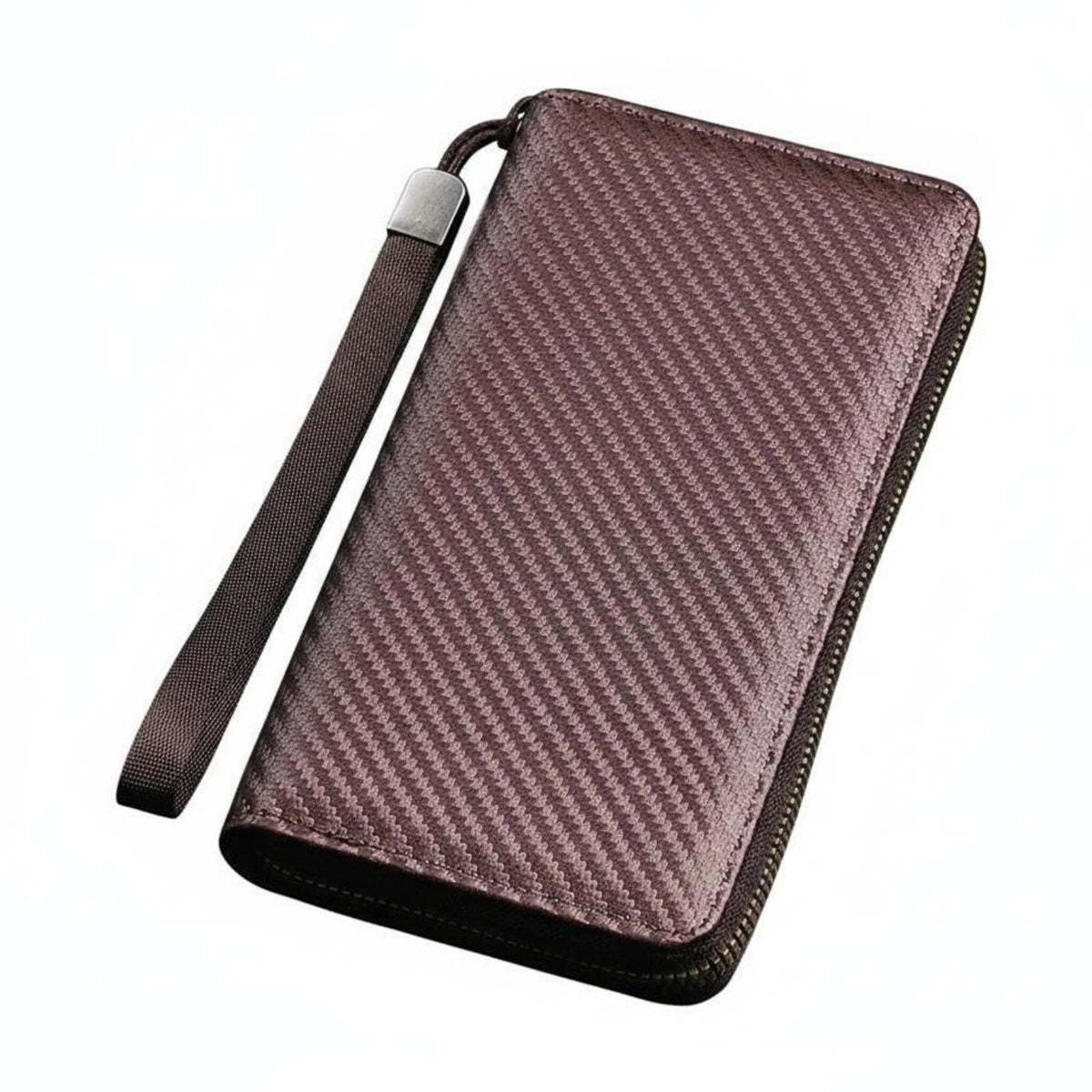 Multiple-Card Slot Long Zipper Wallet Detachable Wrist Strap Carbon Fiber Pattern Wristlet Wear Resistant Large Capacity Phone Wallet Soft Touch for Travel
