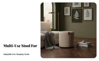 Multi-Functional Low Round Stool Comfortable padding Round Padded Footrest Modern Design Footstool space-saving Size for Apartment Dwellers, Interior Designers, Entrance, Entryway, Living Room, Bedroom