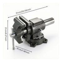 Bench Vise with Swivel Base Double-Jaw Bench Vise Cast-Metal for Workshops