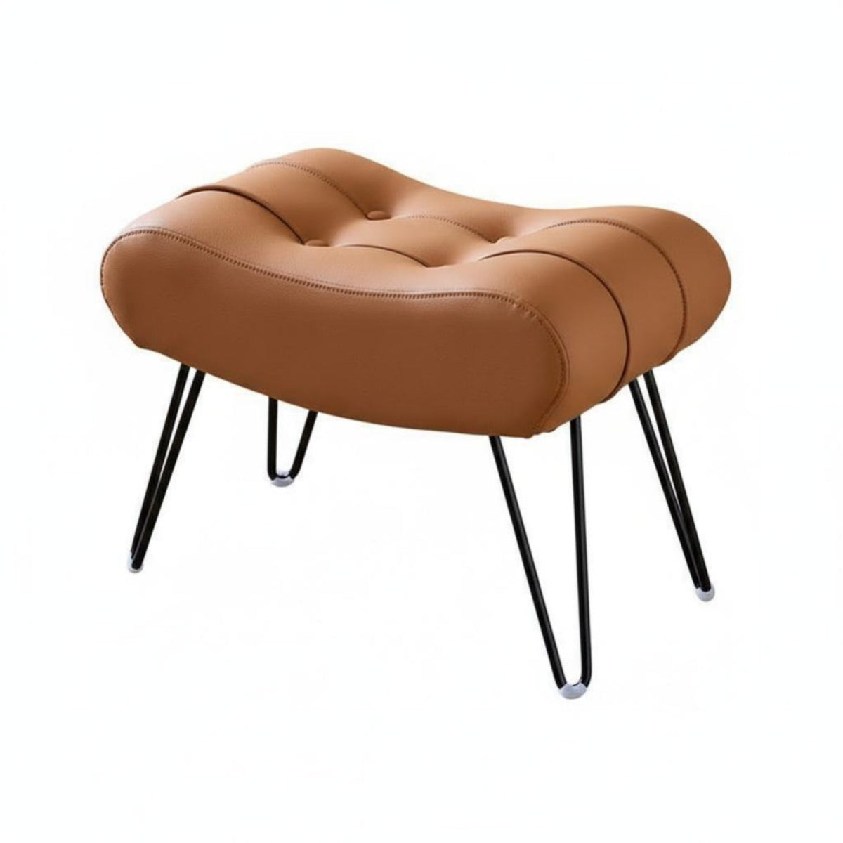 Light Luxury Aesthetic Tufted fluffyShaped Stool Multi-Purpose Arched Ribbed Ottoman Comfortable Seating Footrest Modern Design for Homeowners, Interior Designers, Students, Living Room, Entryway, Bedroom