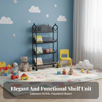 Multi-Tier children's Mobile Bookshelf Space-Saving Book Organizer on Wheels Shelving Unit 360° Rotating for Students, Teachers, Office Workers, Study Room, Playroom, Narrow Areas, Classroom