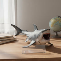 Megalodon Shark Figurine Detailed Fangs Megalodon Shark Toy Gray and White