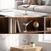 Bird Figurine Shiny Bird Ornament Handcrafted-Look Sculpture for Art Collectors, Console Table