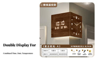 Corner Wall Clock Everlasting Calendar Double Sided Corner Clock Backlit for Office Workers, Interior Designers, Living Room, Hallway, Bedroom
