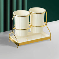 Wall-Mounted Organizer and Chopstick Holder with Lid, Stainless Steel Spoon Storage Rack, 2 Compartment Utensil Holder for Kitchen Wall Storage