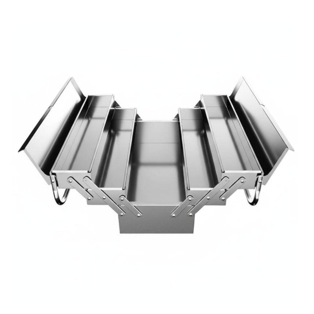 Lockable 3-Tier Folding Tool Chest Heavy-Duty Stainless Steel Tool Box Rust-Proof Portable Hardware Organizer Multi-Layer Storage for Mechanics, Electricians, Garage, Workshop, Job Site
