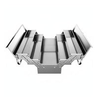 Lockable 3-Tier Folding Tool Chest Heavy-Duty Stainless Steel Tool Box Rust-Proof Portable Hardware Organizer Multi-Layer Storage for Mechanics, Electricians, Garage, Workshop, Job Site
