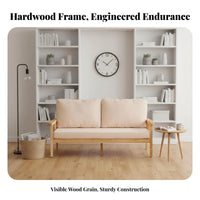 Minimalist Design Cushisoled Wood Bench Space-Saving Couch Year-Round Use Loveseat Sturdy Construction for Apartment Dwellers, Homeowners, Couples, Living Room, Small Areas, Bedroom