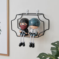 Iron Wall Shelf No-Drill Hanging Storage Rack for Living Room Bathroom Decor