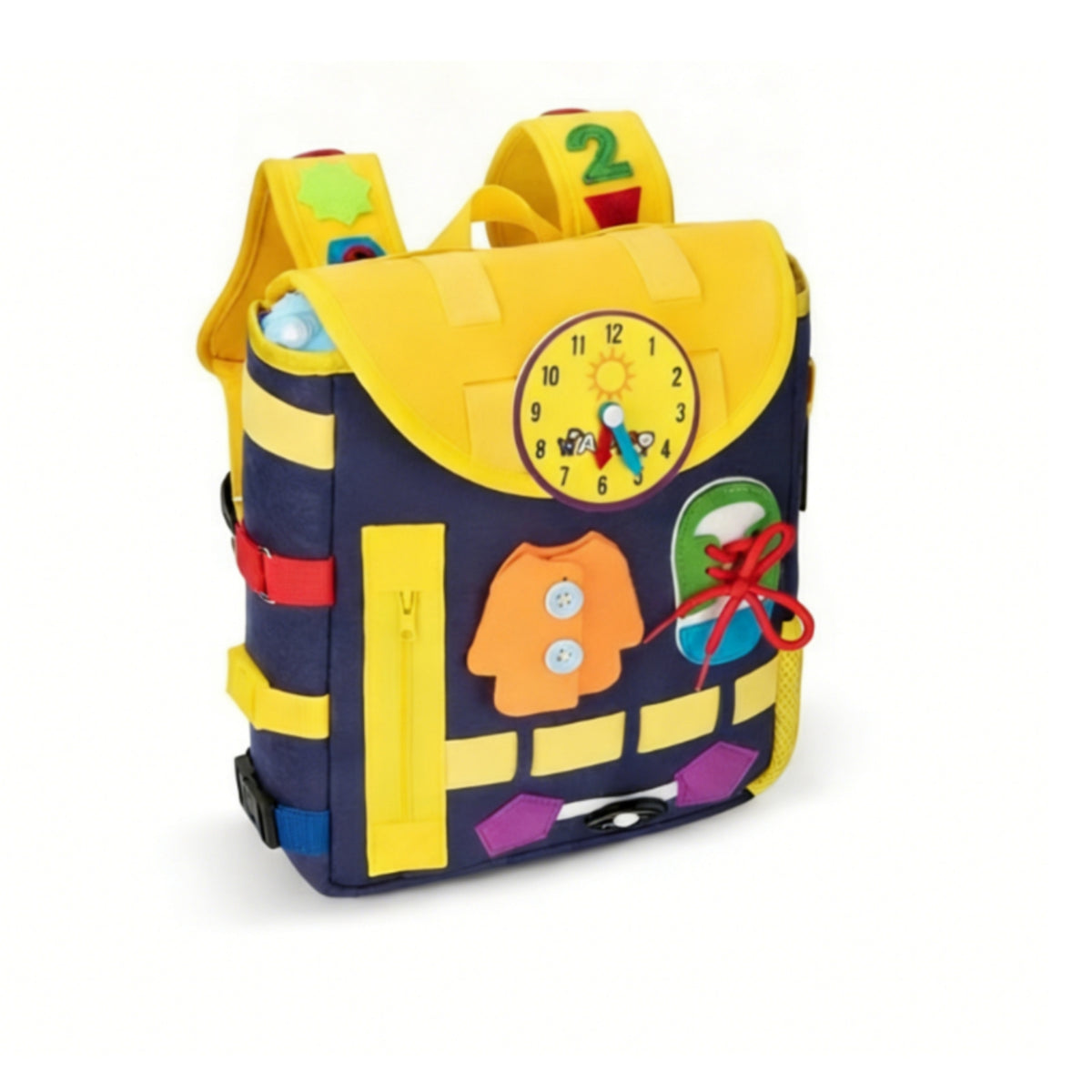 Flap-Top Felt Activity Backpack Adjustable Straps Soft Structured Backpack Sturdy Materials Kids Busy Bag Roomy Main Compartment