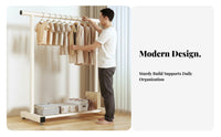 Freestanding Garment Rack Simple Design Portable Clothing Effortless Assembly Freestanding Wardrobe Rack for Homeowners, Balcony, Bedroom