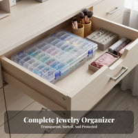 Clear Multi-Grid Storage Case See-Through Construction Multi-Grid Storage Box Portable Clear Compartment Case for Jewelry Makers, Crafters, Garage