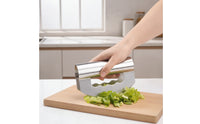 Easy to Clean Vegetable Chopper Corrosion-Resistant Hand-Held Kitchen Cutter Brushed Metal Double-Headed Cutter Compact for Home Cooks, Busy Professionals, Salad Making, Meal Prep