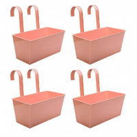 4 Pieces Railing Planter Box Curved Hooks Fence Hanging Planter Rectangular Garden Container