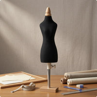 Female Dress Form Mannequin Fabric Covered Tailoring Mannequin Wooden Base