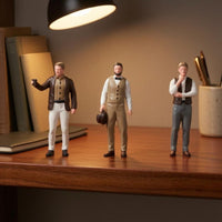 3 Pieces 1:64 Scale Figurine Set Detailed Clothing Hand-Painted Resin Figurines Colored Finish British-Style Miniature Figures