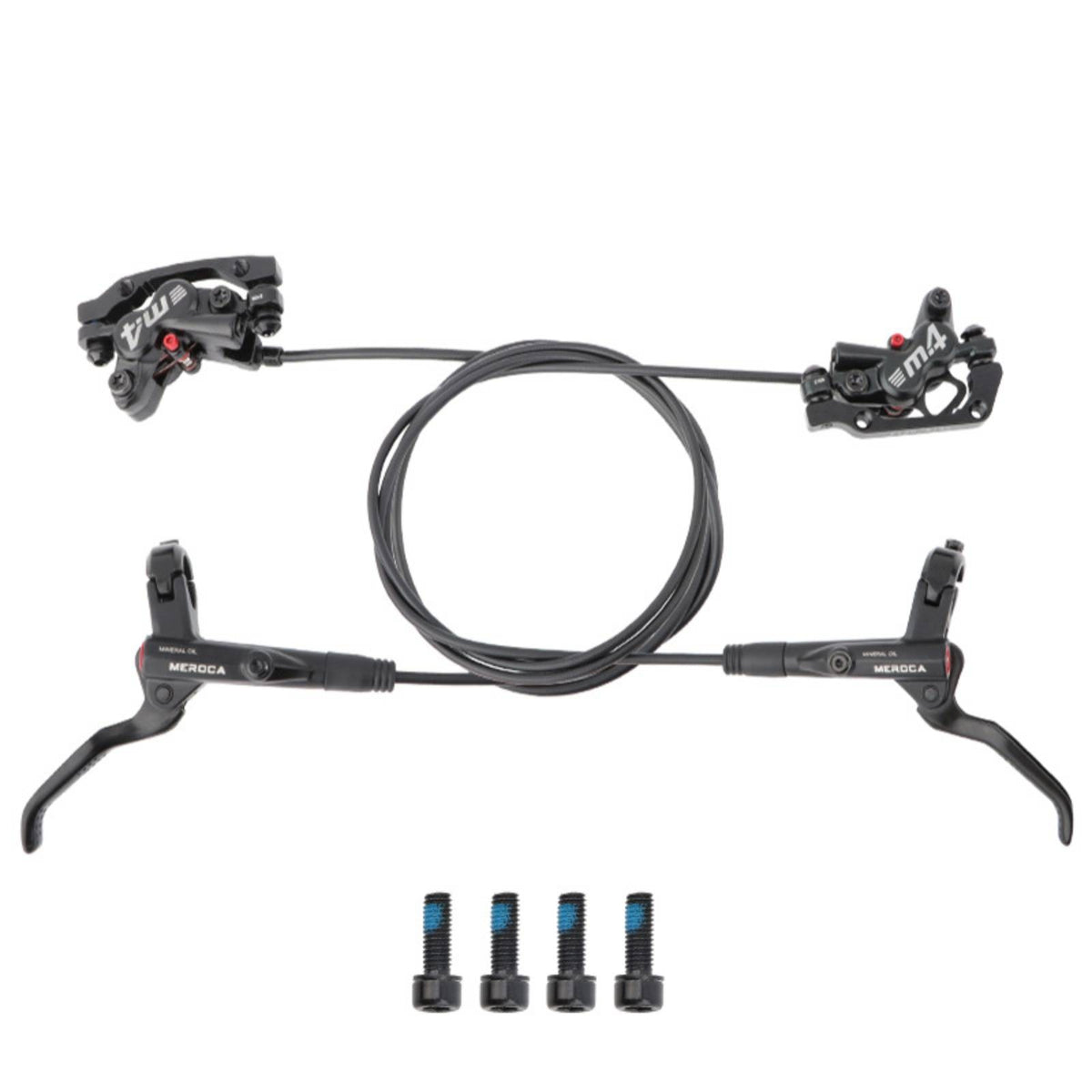Mineral Oil Hydraulic Disc Brake Set with Brake Levers Powerful Four-Piston Brakes Easy Installation Mountain Bike Brakes Two-wayWay for Cyclists
