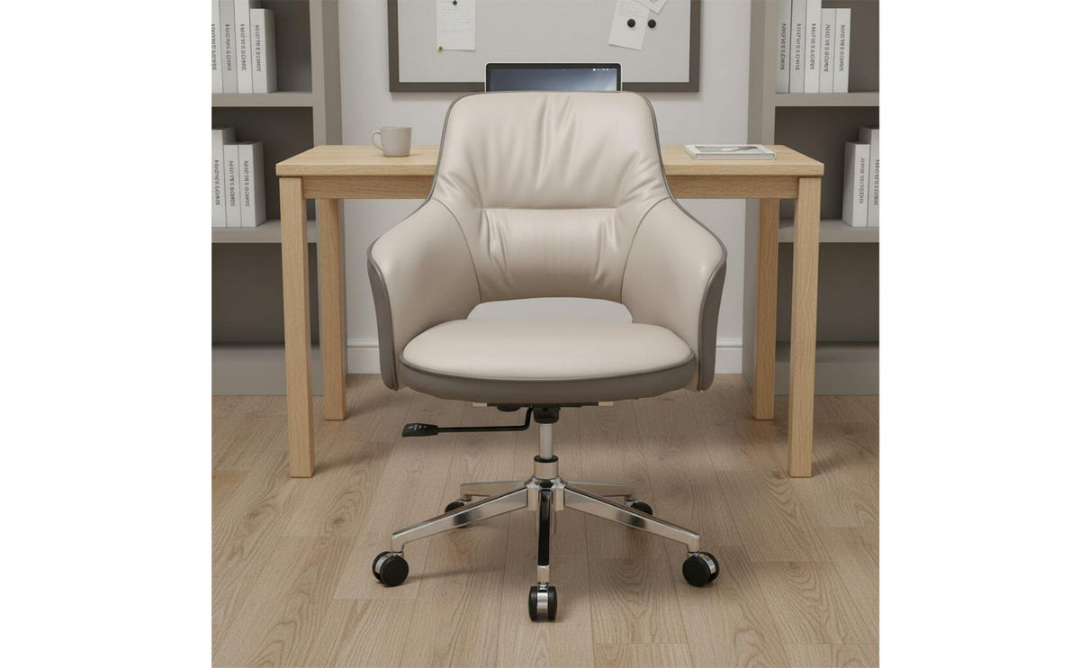 Breathable Backrest Modern Leather Swivel Chair Padded Seat Ergonomic Computer Chair for Streamers, Study, Conference Room