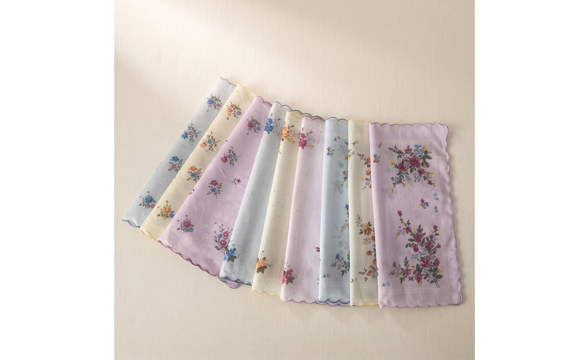 9 Pieces Pocket Squares with Edges Soft Pocket Squares Thin Handkerchief with Wavy Border for Women, Daily Use, Gifting, Travel
