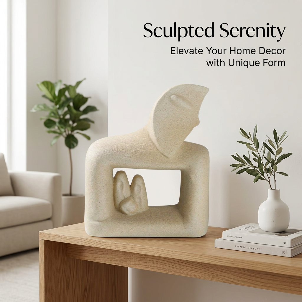 Modern Ceramic Statue for Desk, Abstract Art Sculpture Home Decor, Couple Sculpture Living Room Bedroom Office, Ceramic Art Piece, JK79