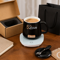 55°C Smart Mug Warmer with Ceramic Milk Mug, Automatic Constant Temperature Heating Coaster