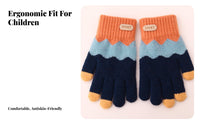 Fleece-Lined kids' Winter Gloves Soft Knit children's Five-Finger Gloves Breathable for Girls, Cold Weather, Outdoor Activities, Playground