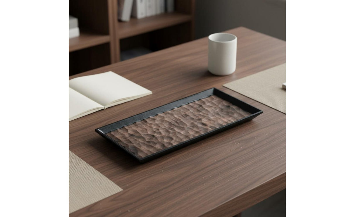 Walnut Wood Brew Tray Long-Lasting Hammered Texture Brew Tray Sleek Texture