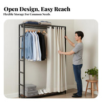 With Curtain Unrestricted Standing Closet System Large Capacity Accessible Wardrobe Space Saving Garment Rack Stable Structure for Renters, Homeowners, Students, Apartment, Dorm Room, Entryway