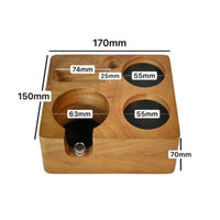 Solid Wood Wooden Espresso Tamping Station Multifunctional Coffee Professional Tool Organizer Block Adjustable for Baristas, Cafe Bar