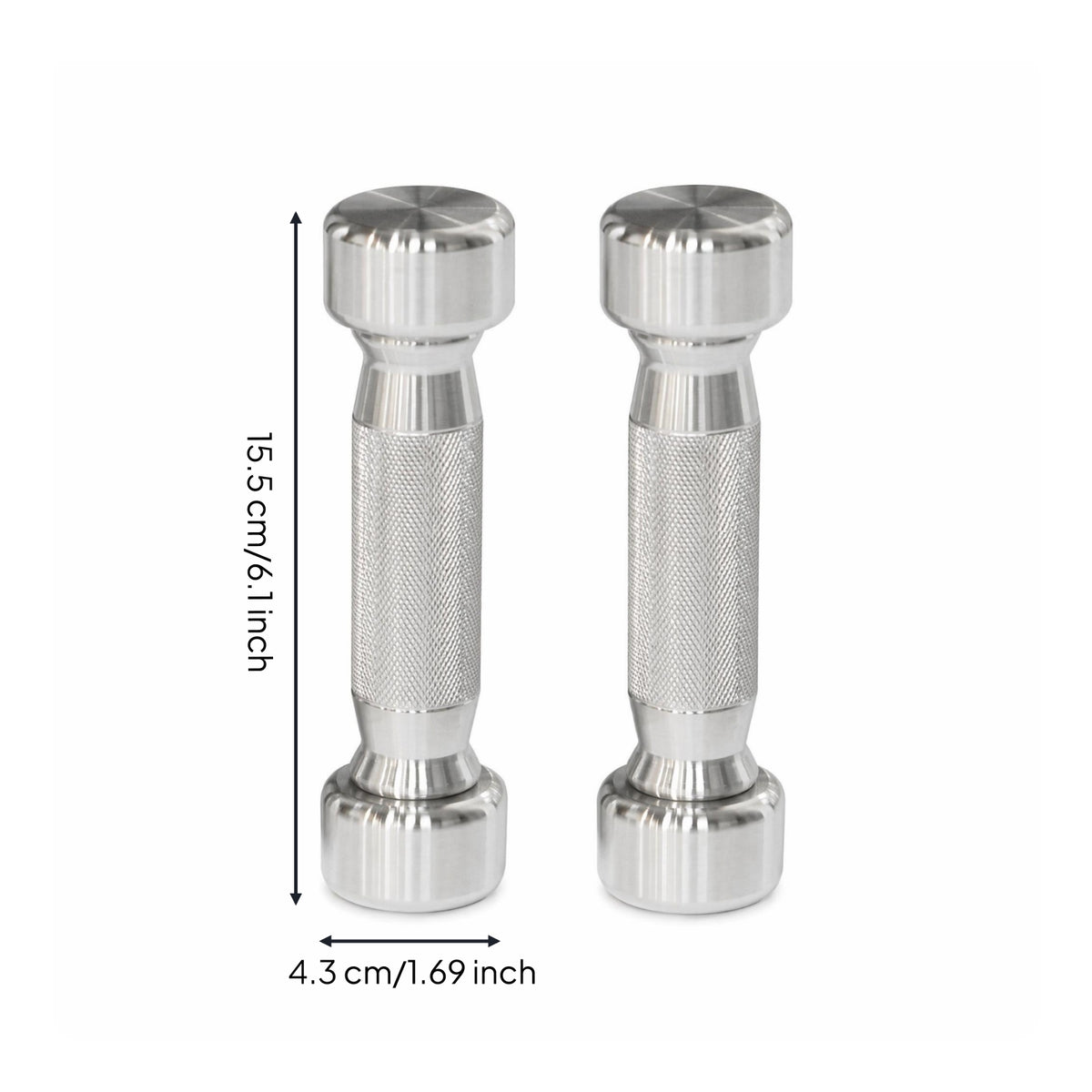Polished Stainless Steel Dumbbells Solid Metal Dumbbells with Knurled Handles Space-Saving Dumbbell Pair Portable for Strength Training, Warmups