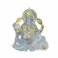 Gold-Toned Seated Ganesha Figurine Decorative Accents Resin Ganesha Statue Indian Craftsmanship