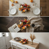 Wreath with Glass Holder Harvest Pumpkin Candle Wreath Rustic for Mantel