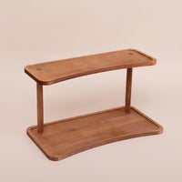 Simple Display Shelf with Two Tiers Space-Saving Wooden Display Shelf Minimalist Aesthetic for Desk