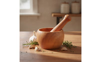 Mortar and Pestle Wooden Mortar and Pestle Set Manual for Home Cooks, Kitchen