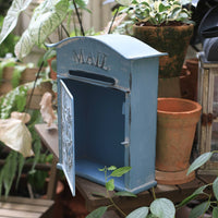 European Design Post Box Wrought Iron Wall-Mounted Mailbox Wall Mount Mailbox Resistant Embossed Post Box for Office